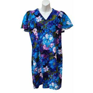 Vtg Hawaii Honolulu Colorful‎ Flutter Sleeve Dress